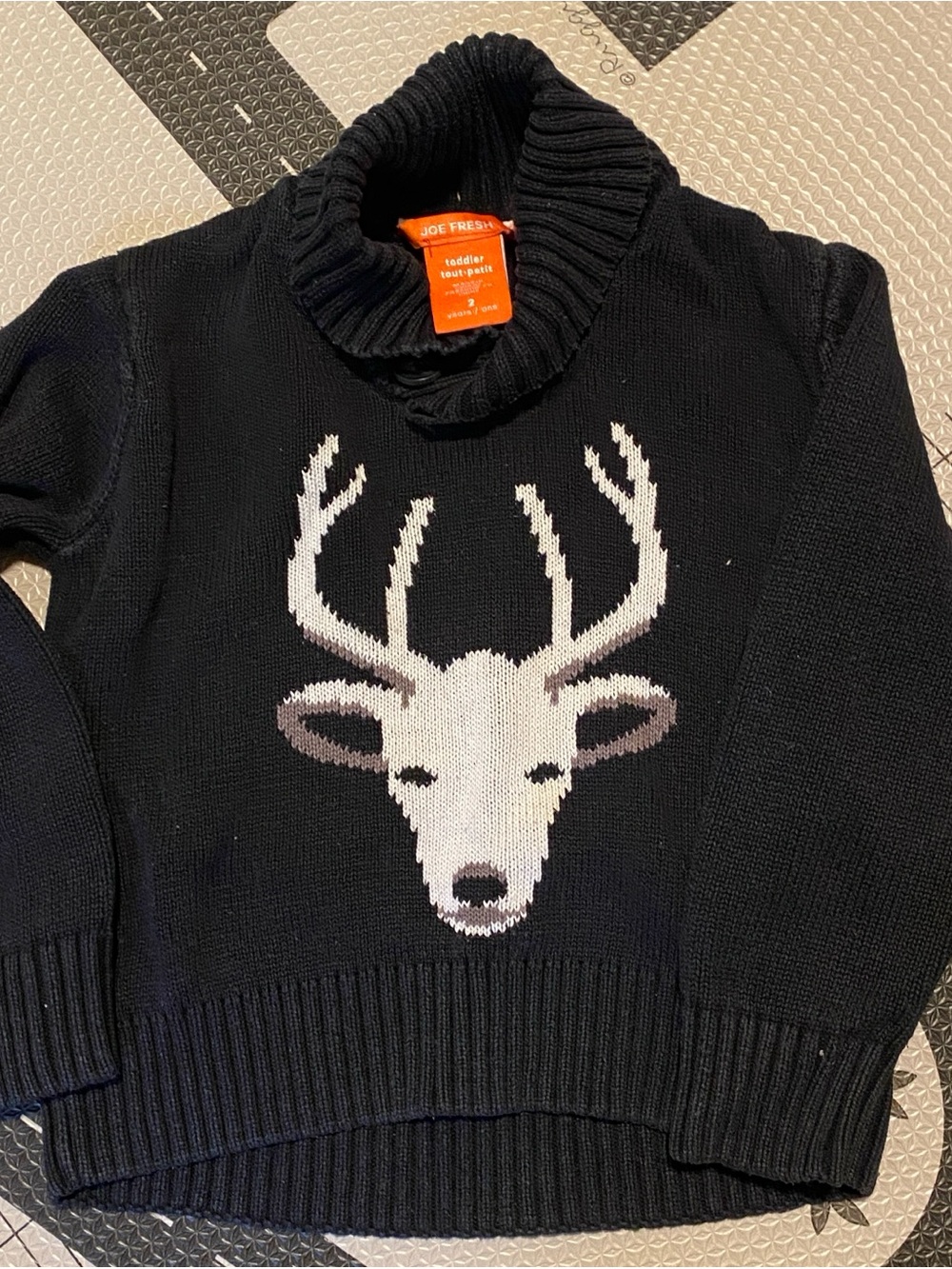 Joe Fresh Toddler Navy Deer Intarsia Sweater — Size 2T